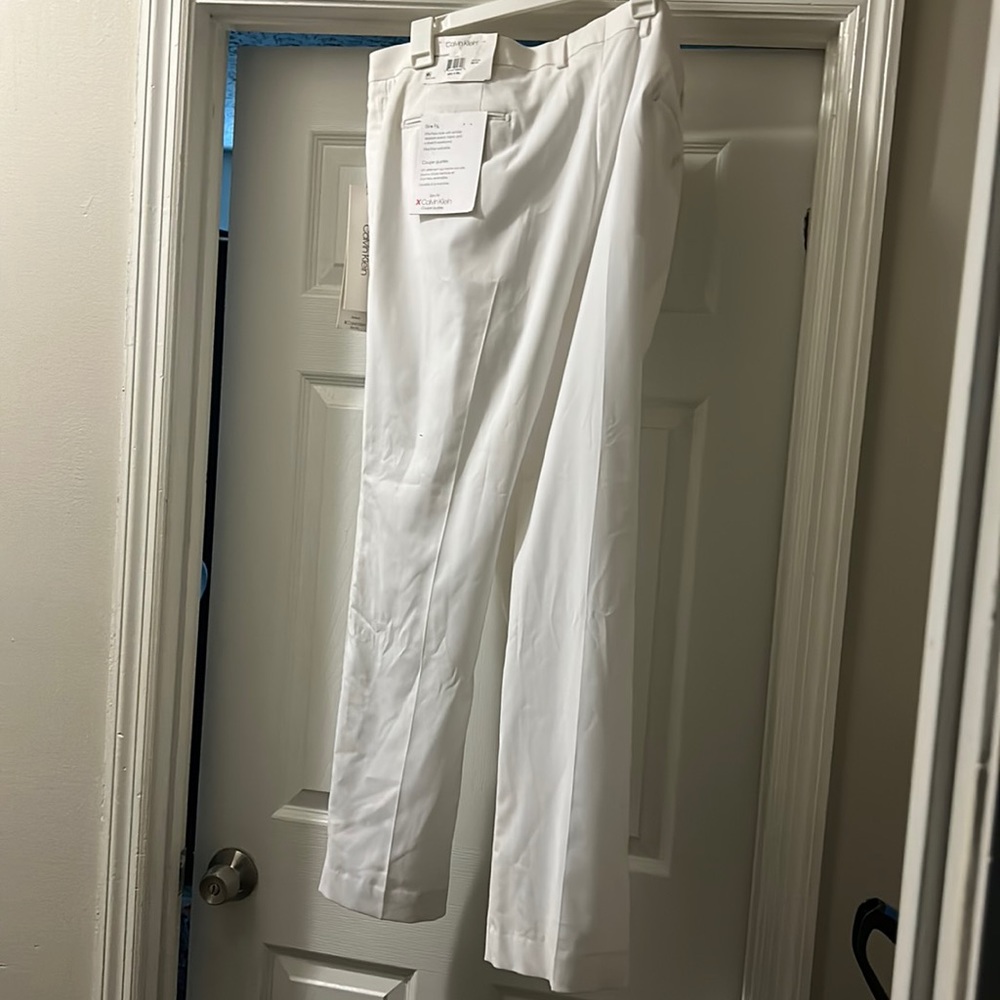 men’s Calvin Klein ALL WHITE SLIM DRESS PANT 42x30